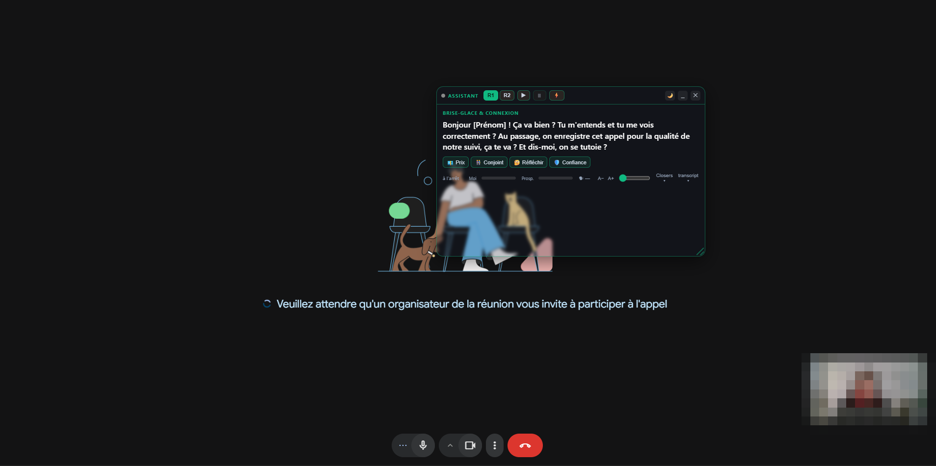 L'assistant en direct pendant un appel Meet